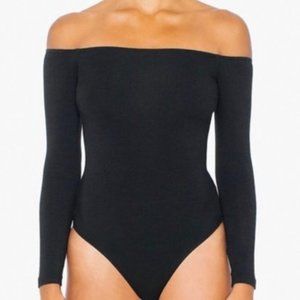 American Apparel Black Off Shoulder Bodysuit Small NEW